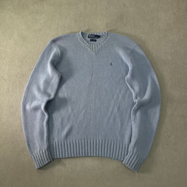 100 폴로랄프로렌 스카이블루 린넨 코튼 니트
