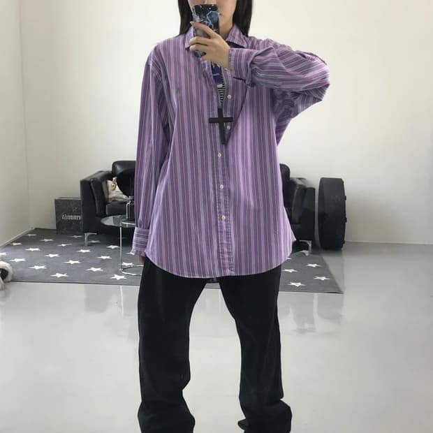 폴로랄프로렌 스트라이프 퍼플 셔츠