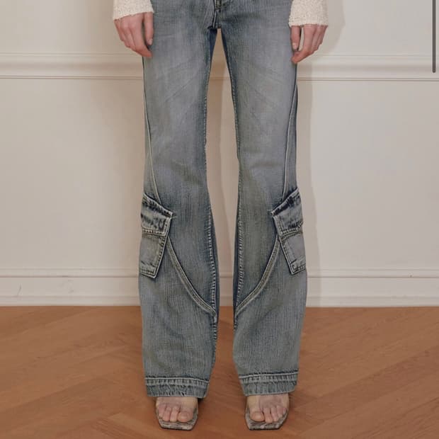 보헤미안 서울 WASHED BLUE CARGO BOOTCUT, BLUE