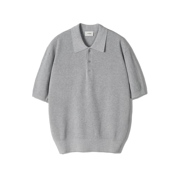 (3) 인더로우 코튼 립 하프 폴로니트 그레이멜란지