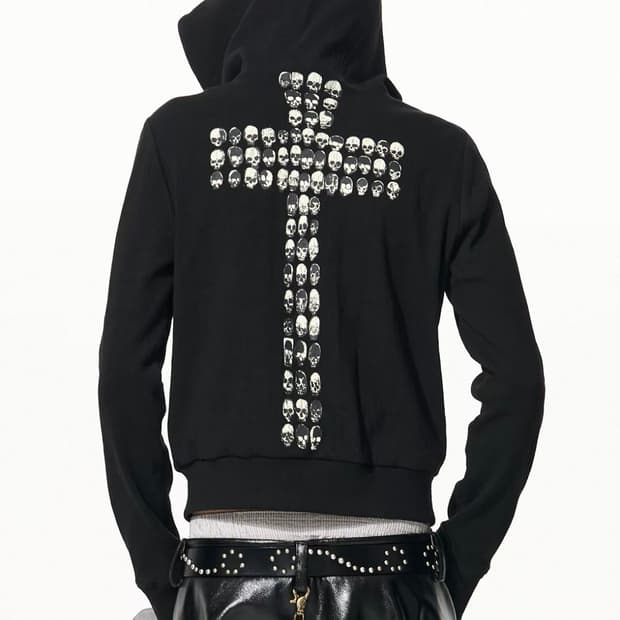 Skull Cross Graphic Zip Hoodie