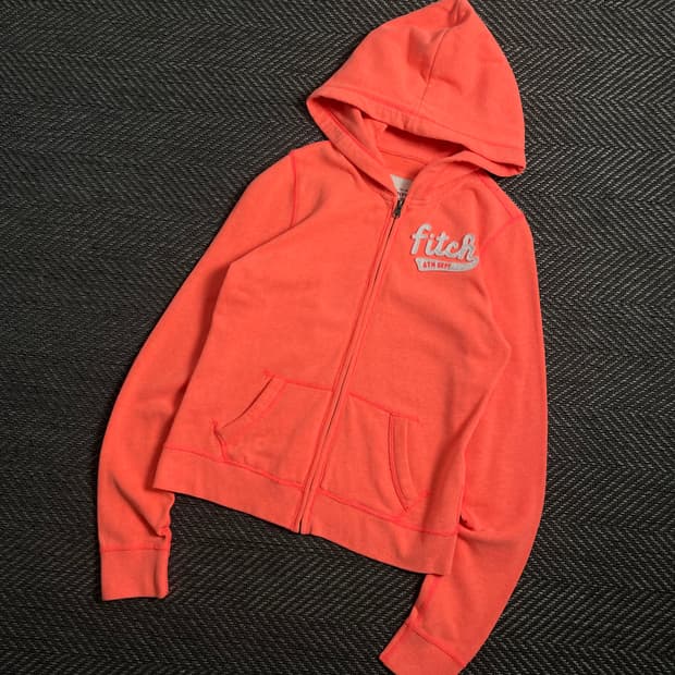 아베크롬비 우먼스 y2k 자수로고 후드 집업 피치 y 4597