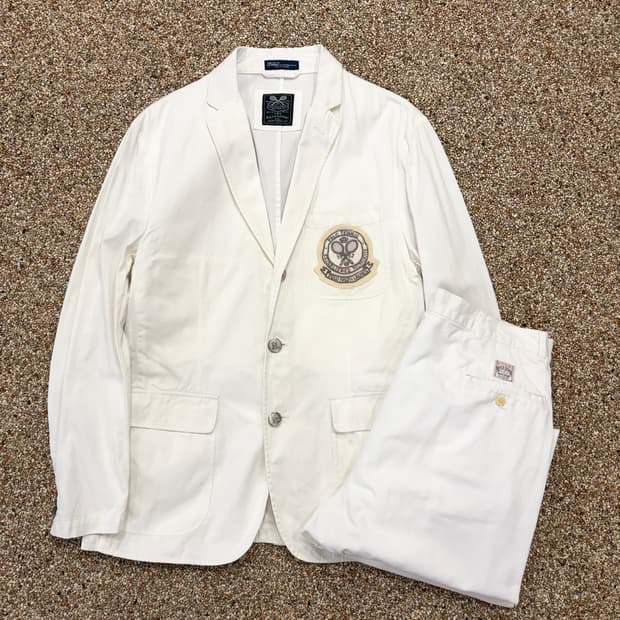 폴로 랄프로렌 화이트 와펜 블레이저 셋업