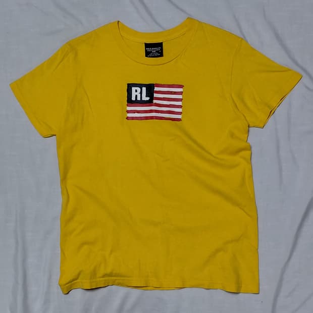 [M] 폴로 진스 랄프로렌 빈티지 성조기 로고 반팔 티셔츠 (옐로우)