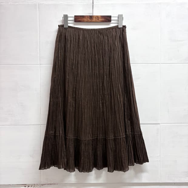 BALLSEY 브라운 플리츠 페어리 주름 스커트 JPN