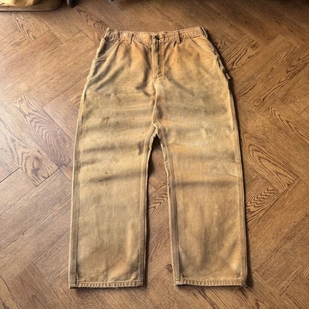 [36]칼하트 USA 더티 페이딩 브라운 싱글니 카펜터 워크 팬츠