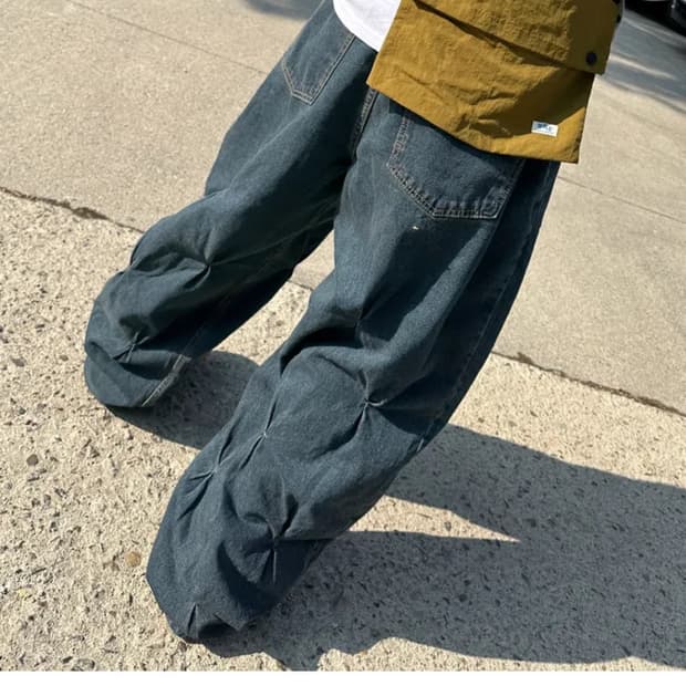 ootj 와이드 데님 팬츠 unique pin poin denim