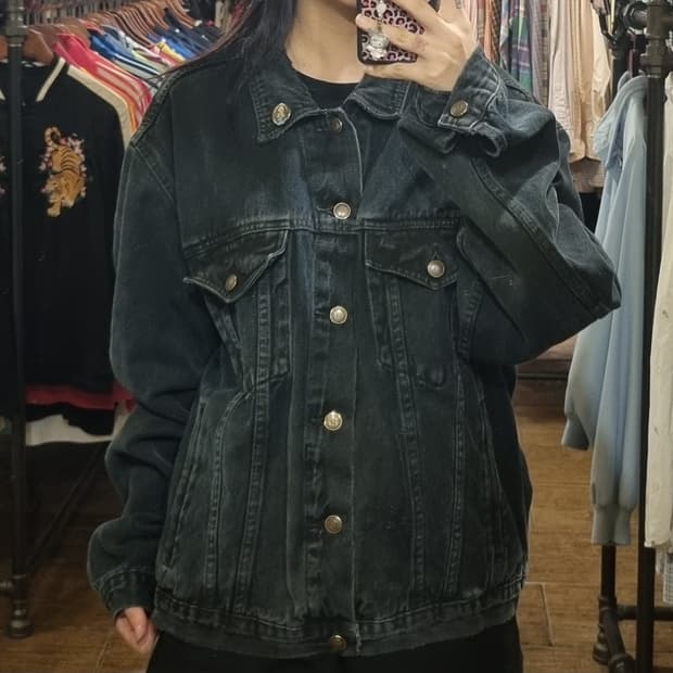 [Hi] vtg 빈티지 데님자켓 블랙