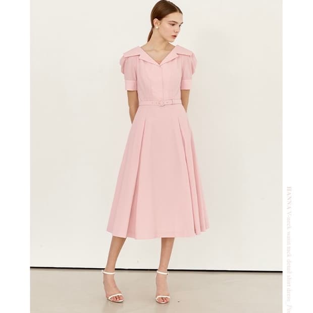 브라이드앤유(BAU)  HANNA V-neck shirt dress