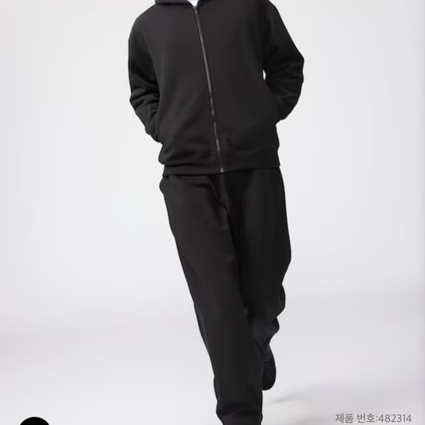 유니클로 스웨트 와이드 팬츠 블랙 (S)