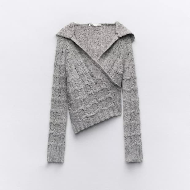 후드 언발란스 니트 스웨터