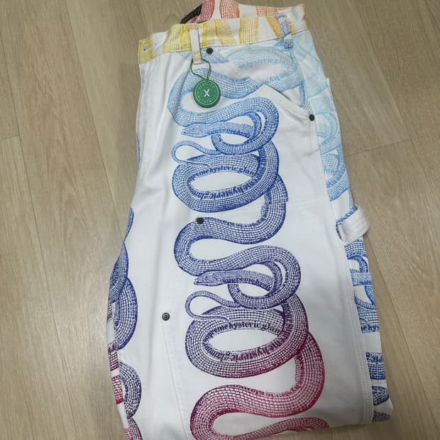 [36] 슈프림 X 히트테릭 글래머 콜라보 화이트 팬츠 