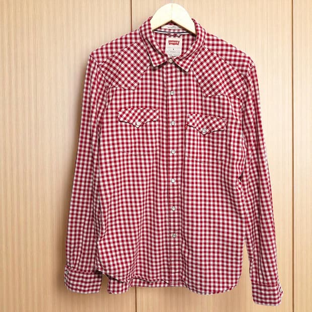 95~100)LEVIS 리바이스 슬림핏 웨스턴셔츠 체크 긴팔