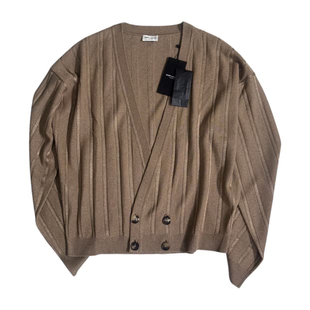 생로랑 브라운 골지 가디건 [XL]