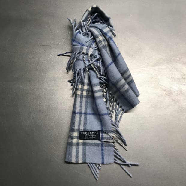 버버리 정품 램스울 머플러 스카이블루