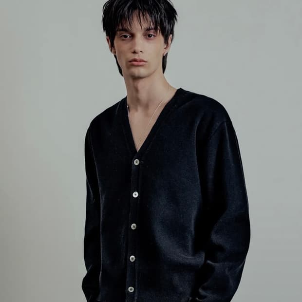 엘무드 오디너리 LD 울 코튼 크롭 가디건 블랙 50