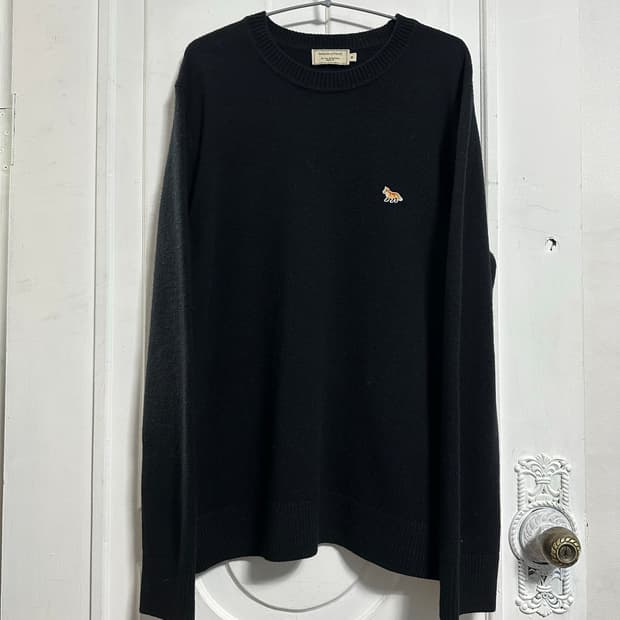 메종키츠네 폭스 자수패치 램스울 니트