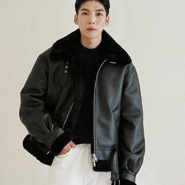 깡스타일리스트x론트 비건레더무스탕 L사이즈