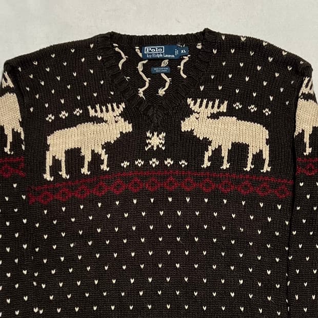 XL 폴로랄프로렌 노르딕 패턴 코튼 린넨 니트