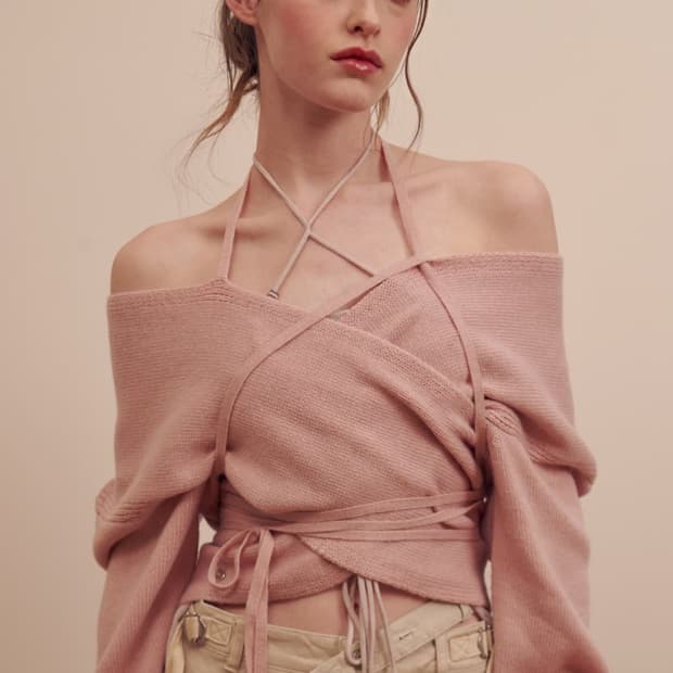 페인오어플레져 아이리스 랩 니트 핑크