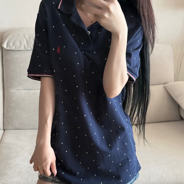 폴로 랄프로렌 성조기 디자인 스타 네이비 반팔 