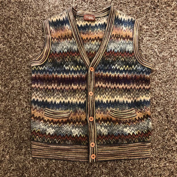 TANNOY SPORT 멀티컬러 패턴 니트 조끼 베스트