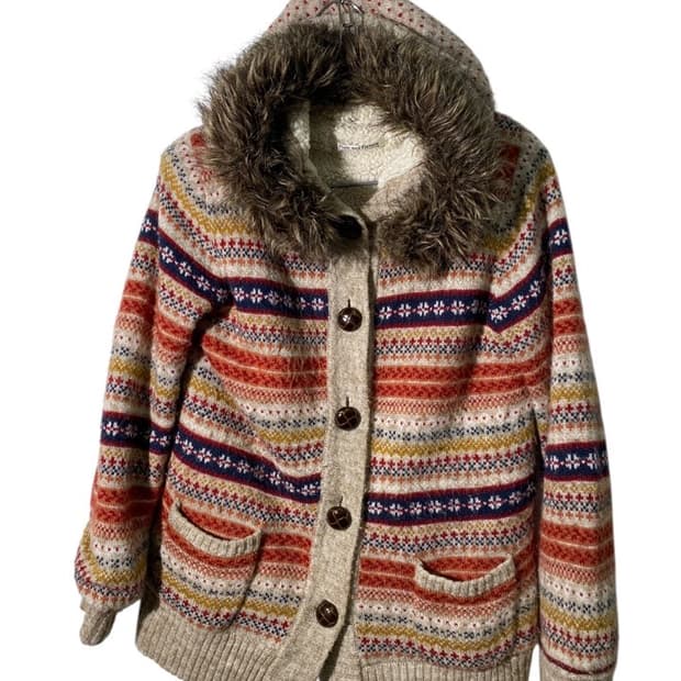 flow and fixture 퍼 후드 가디건