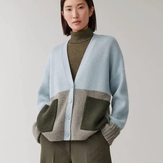 코스 알파카 컬러블록 가디건 / 여성 가디건/ 여자 가디건 