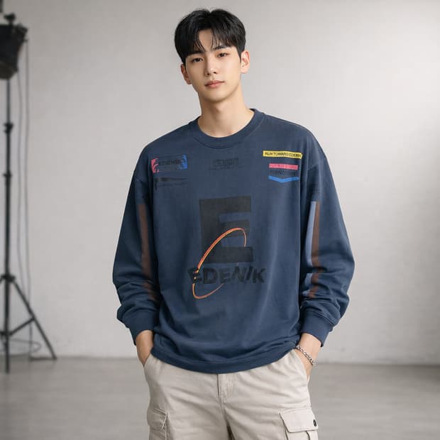 에데닉 그래픽 프린팅 롱슬리브 티셔츠