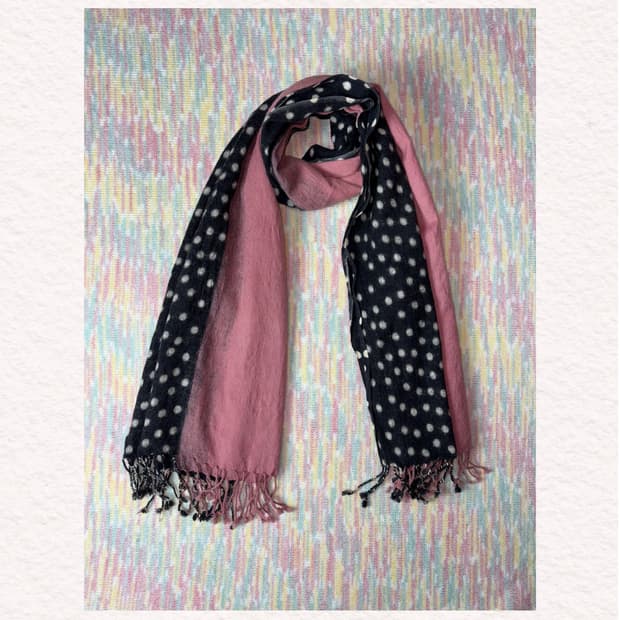 핑크 도트 포인트 울 머플러