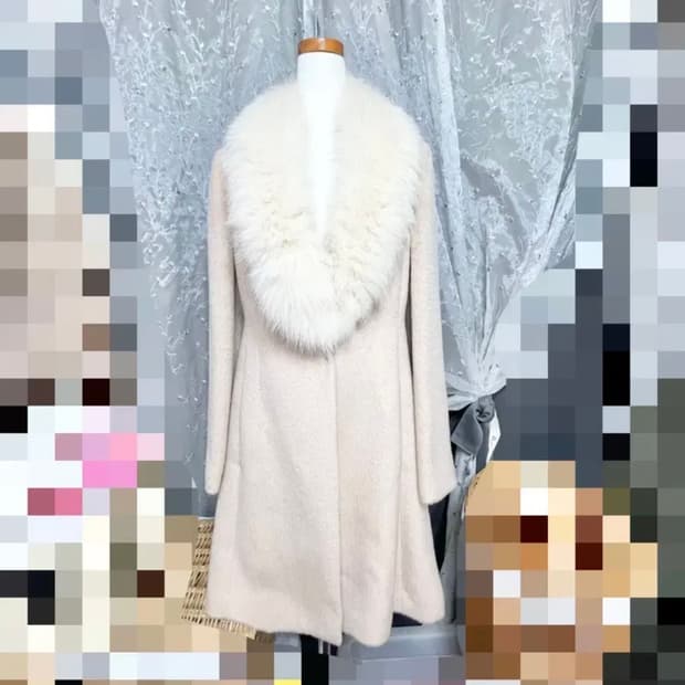 라인ㅡ 수리알파카 코트 66/천연폭스 카라/여우털/새거수준