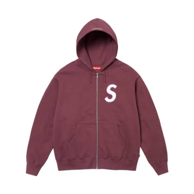슈프림 S로고 후드집업 마룬 L