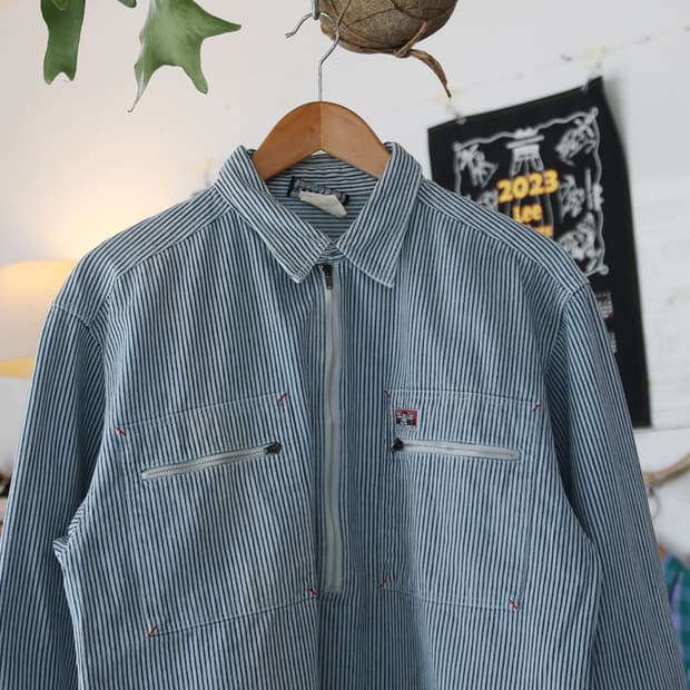 (착용컷) ROUGHNECK 워크 하프 집업 셔츠 (남성용 100)