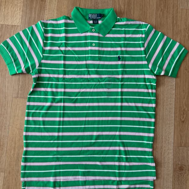 폴로 랄프로렌 스트라이프 반팔 카라티 그린 L
