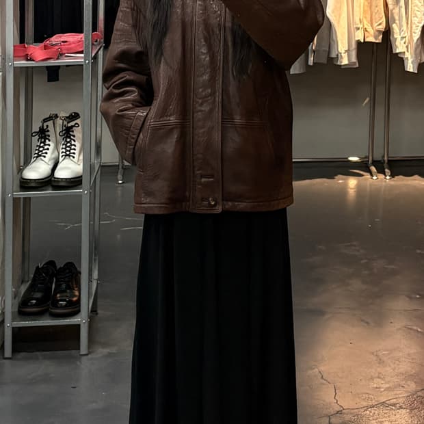 입생로랑 브라운 레더 자켓 A3730