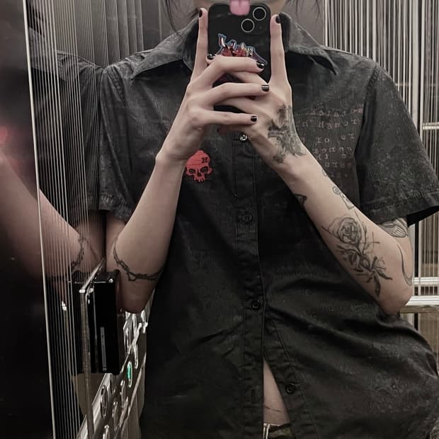 큐티펑크 해골 반팔셔츠