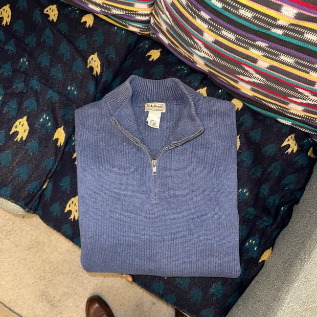 LL Bean material cotton kit half zip-up