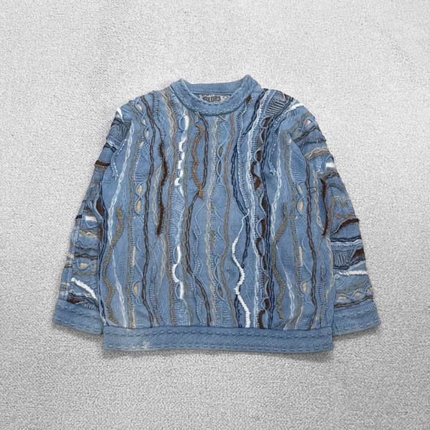쿠지 Coogi 케이블 라운드 니트 하늘