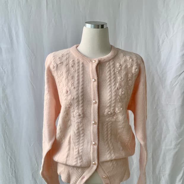 앙고라 벚꽃 핑크 가디건