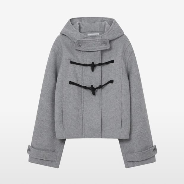 미세키서울 더플 후디 숏코트 그레이