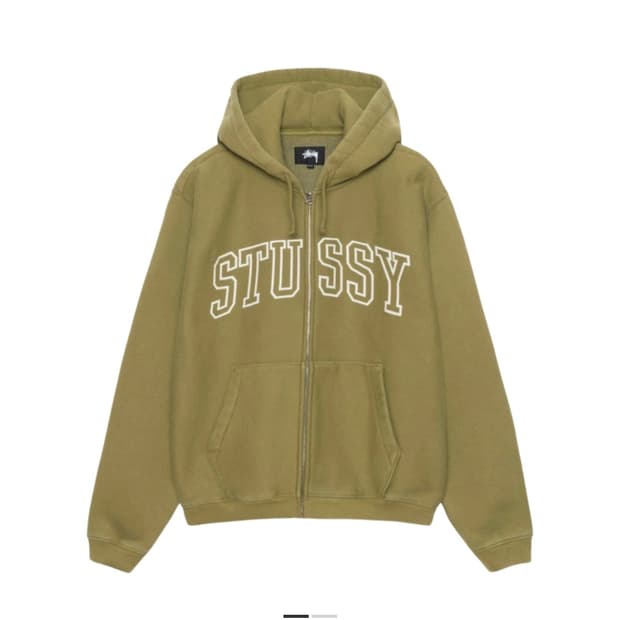 스투시 아웃라인 집 후드 올리브