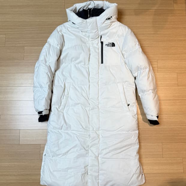 노스페이스 화이트 롱패딩 L