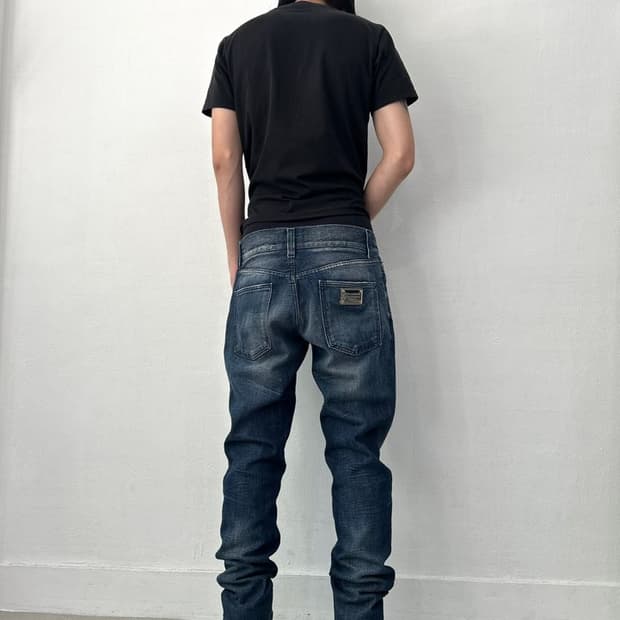 돌체앤가바나 2000s 블루 워싱 슬림진