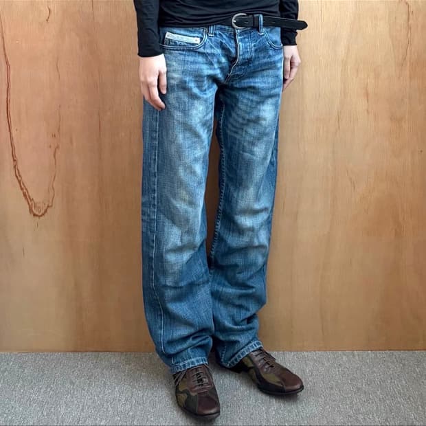 아르마니 익스체인지 워시드 데님 팬츠