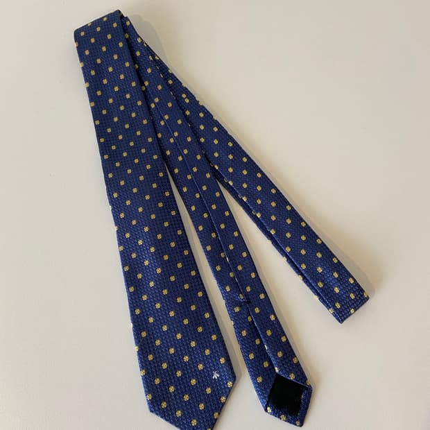구찌 네이비 도트 무늬 넥타이