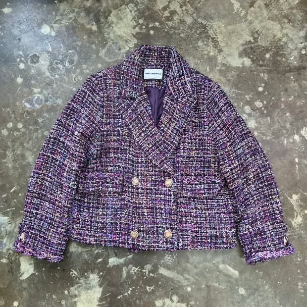 100) 칼라거펠트 트위드 자켓 블레이저 마이