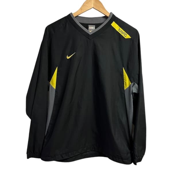 나이키(NIKE) 00s 블랙/옐로우 토탈90 레트로 브이넥 웜업 L