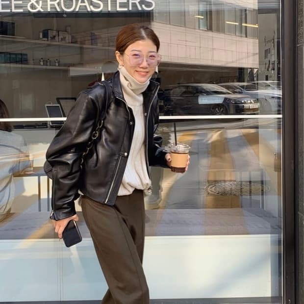 마뗑킴 양가죽 블랙 자켓