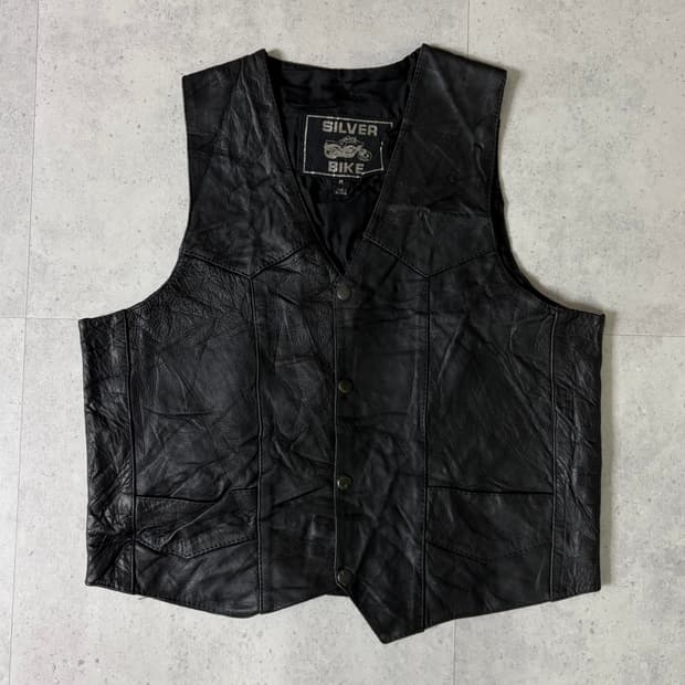 바이커 리얼 가죽 자켓 베스트