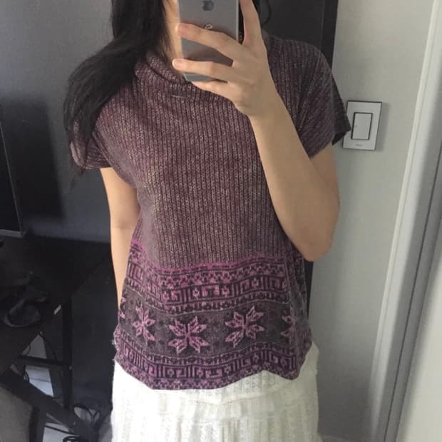 JPN VTG 모리걸 에스닉 오리엔탈 퍼플 반팔